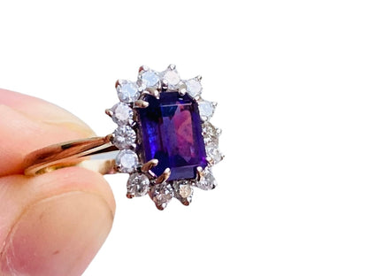 9ct Gold Amethyst & Diamond Ring