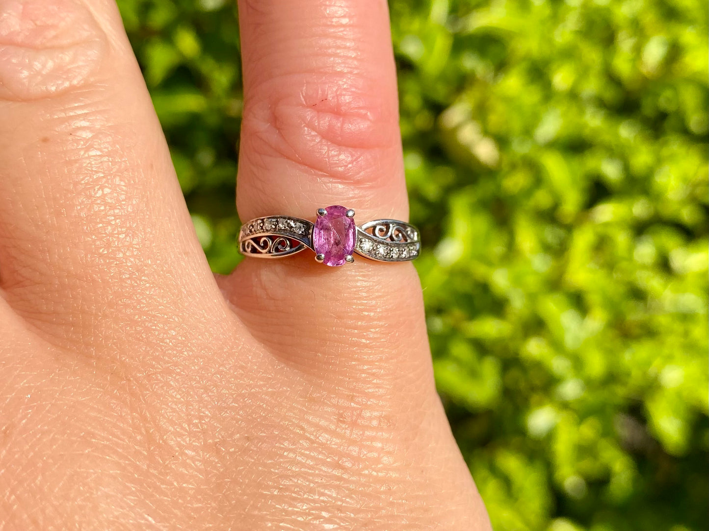 9ct Gold Pink Sapphire & Diamond Ring