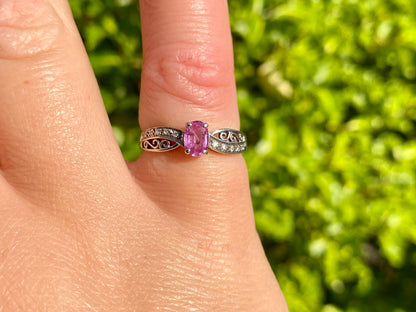 9ct Gold Pink Sapphire & Diamond Ring