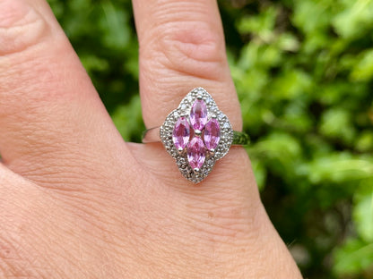 9ct Gold Pink Sapphire & Diamond Ring