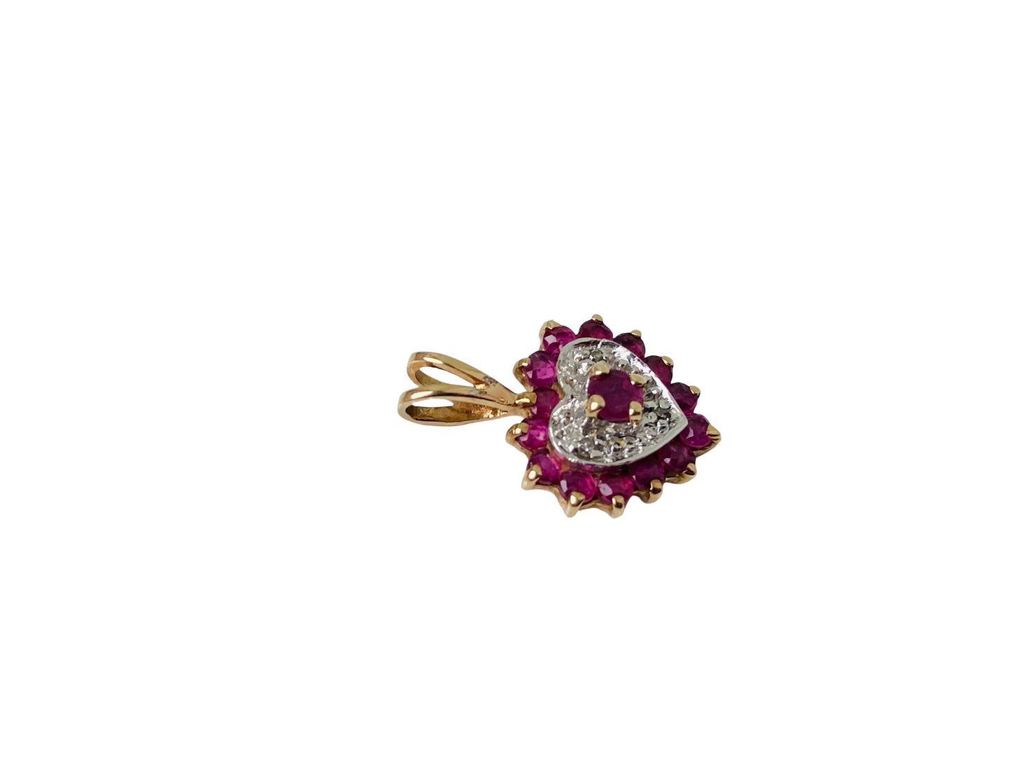 Vintage 9ct Gold Ruby & Diamond Pendant