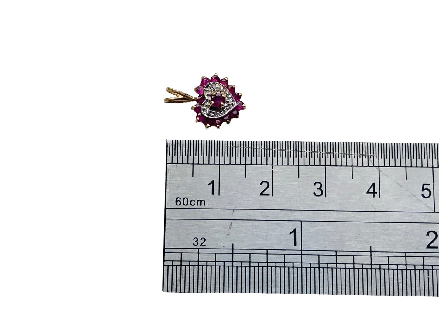 Vintage 9ct Gold Ruby & Diamond Pendant