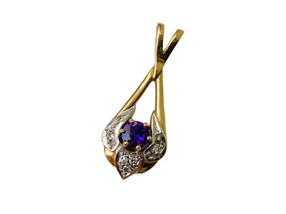 9ct Gold Amethyst & Diamond Pendant