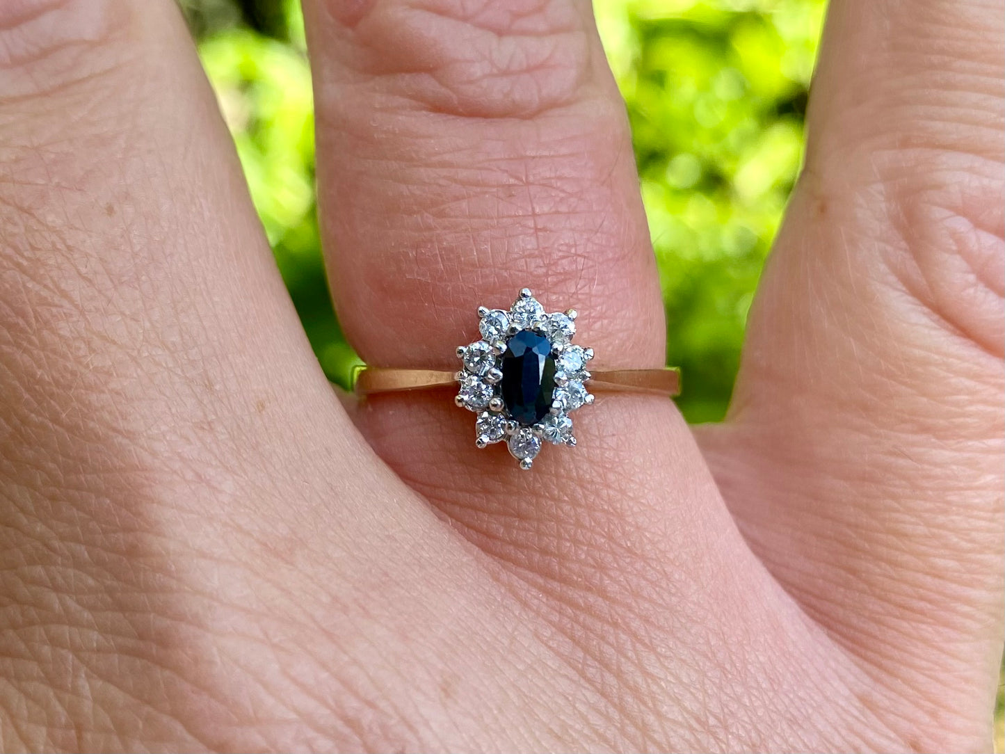 Vintage 9ct Gold Sapphire & Diamond Ring