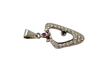 18ct Gold Diamond, Sapphire & Ruby Pendant