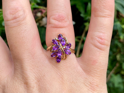 9ct Gold Amethyst & Diamond Ring