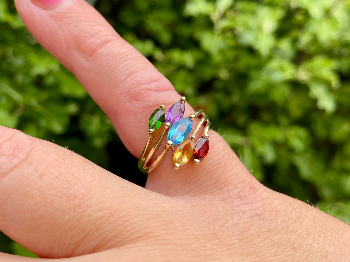 Vintage 9ct Gold Multi-Gemstone Ring