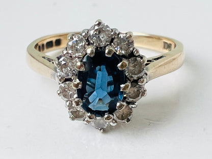 Vintage 9ct Gold Sapphire & Diamond Ring