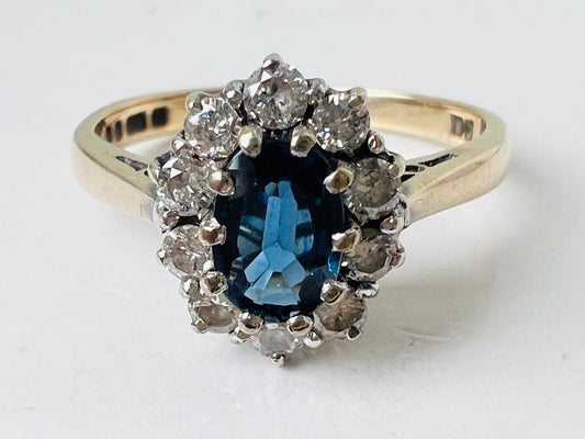 Vintage 9ct Gold Sapphire & Diamond Ring