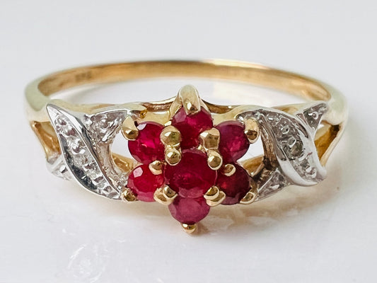 9ct Gold Ruby & Diamond Ring