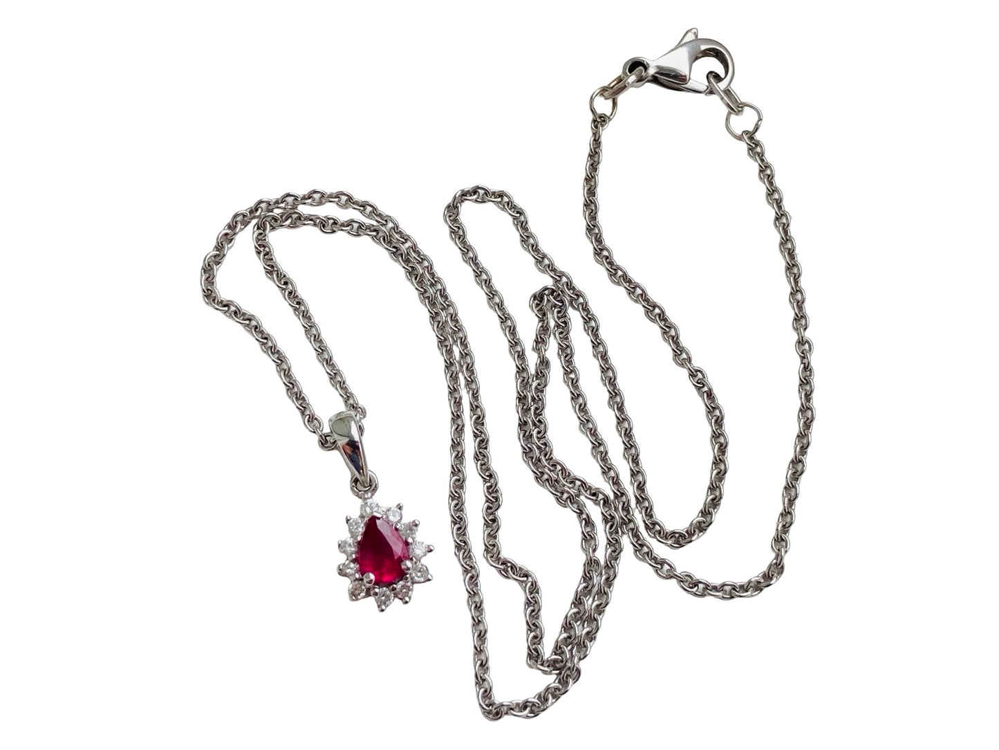 18ct Gold Ruby & Diamond Pendant with Necklace