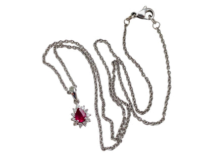 18ct Gold Ruby & Diamond Pendant with Necklace