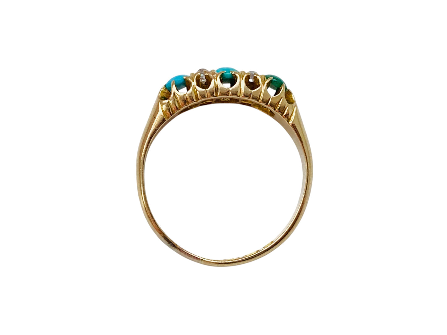 Antique 18ct Gold Turquoise & Diamond Ring