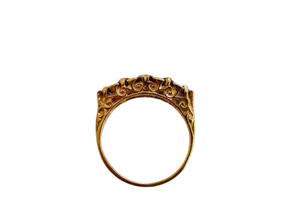 9ct Gold Amethyst & Diamond Ring