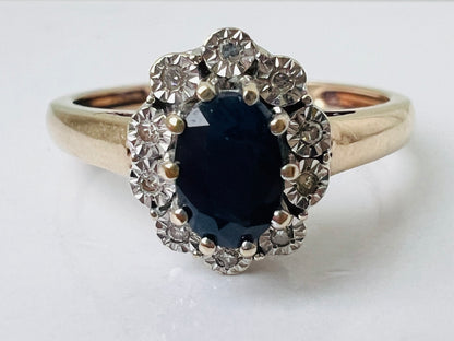 9ct Gold Sapphire & Diamond Ring