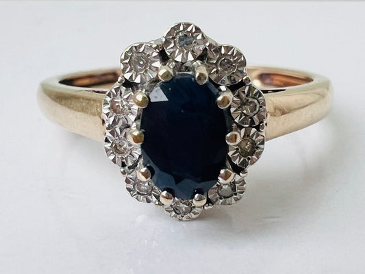 9ct Gold Sapphire & Diamond Ring