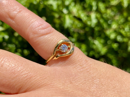 Vintage 18ct Gold Diamond Snake Ring