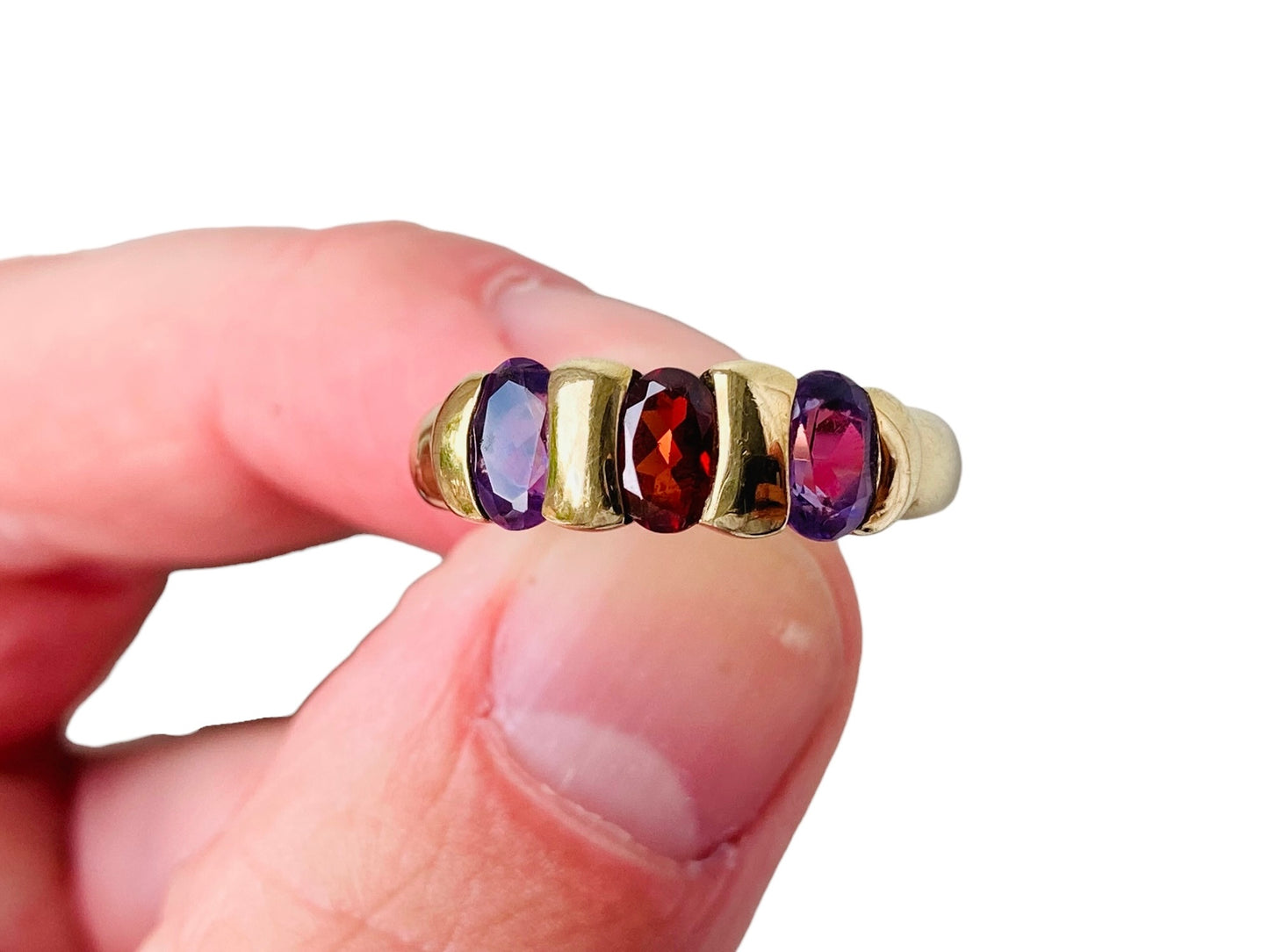 9ct Gold Amethyst & Garnet Ring
