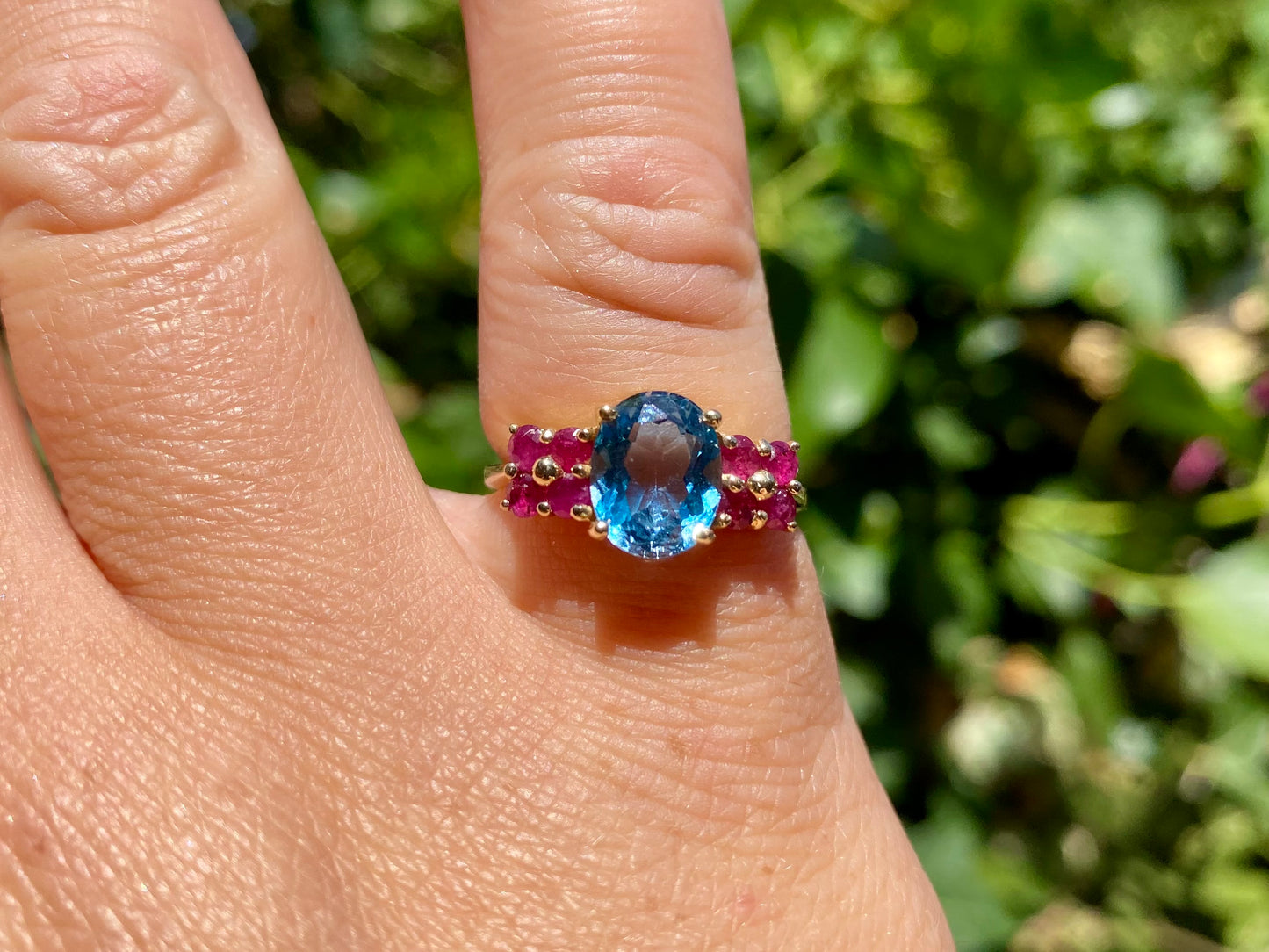 Vintage Gold Topaz & Ruby Ring