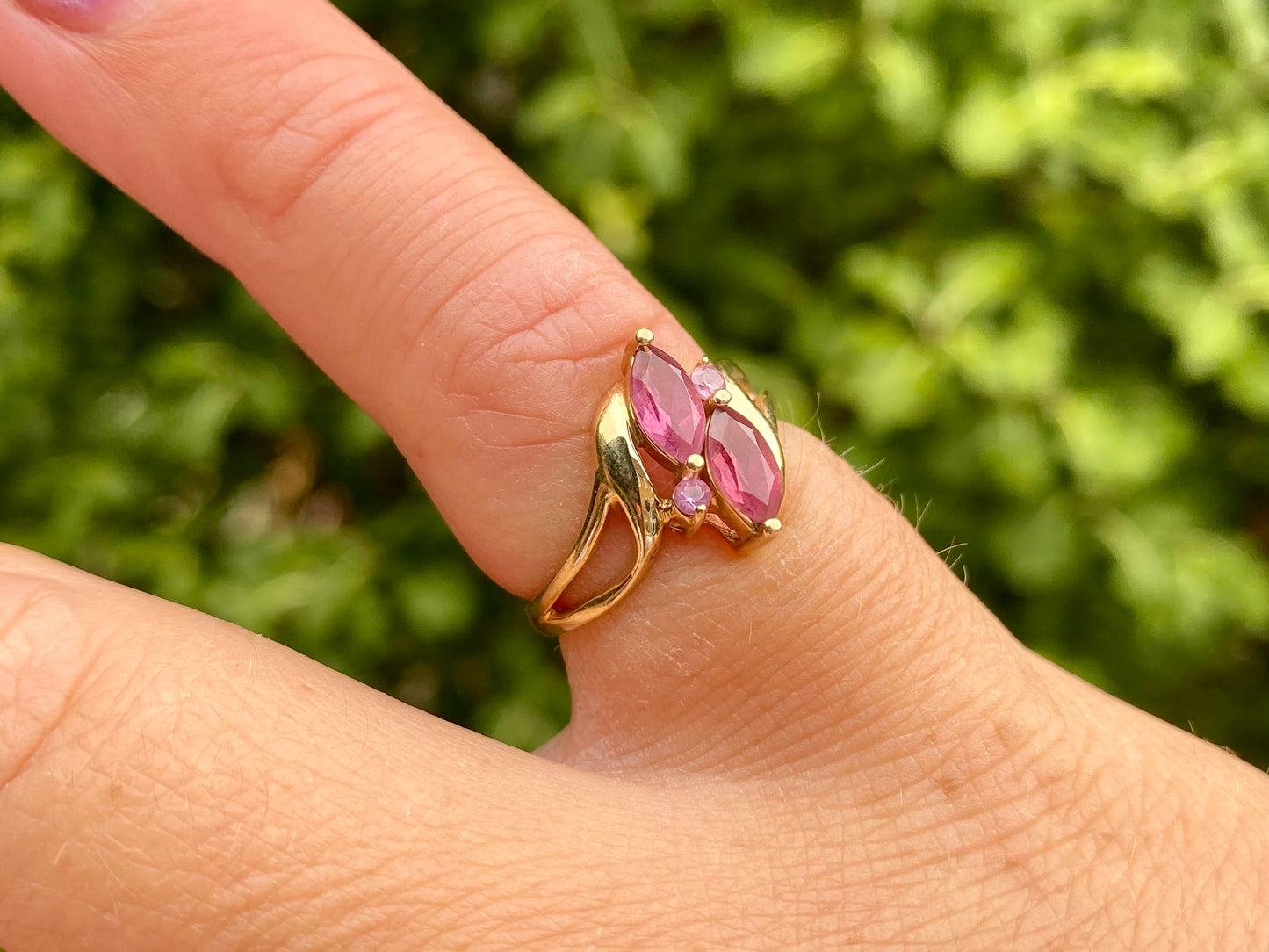 9ct Gold Pink Tourmaline & Pink Sapphire Ring