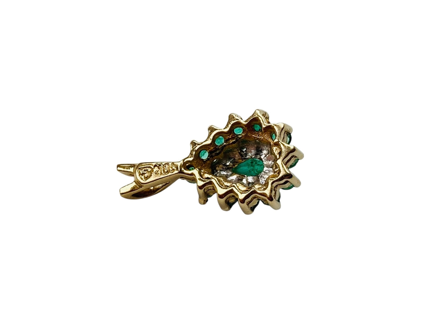 10ct Gold Emerald & Diamond Pendant