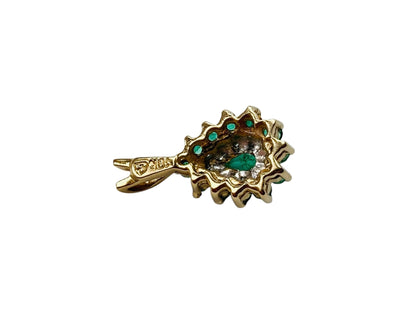 10ct Gold Emerald & Diamond Pendant