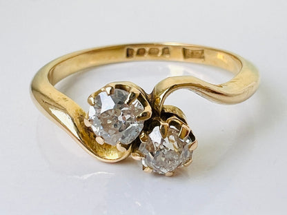 Antique 18ct Gold Two-Stone Diamond Toi Et Moi Ring