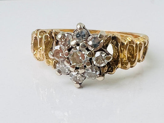 Vintage 18ct Gold Diamond Daisy Cluster Ring