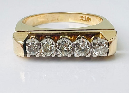 Vintage 18ct Gold Five-Stone Diamond Ring
