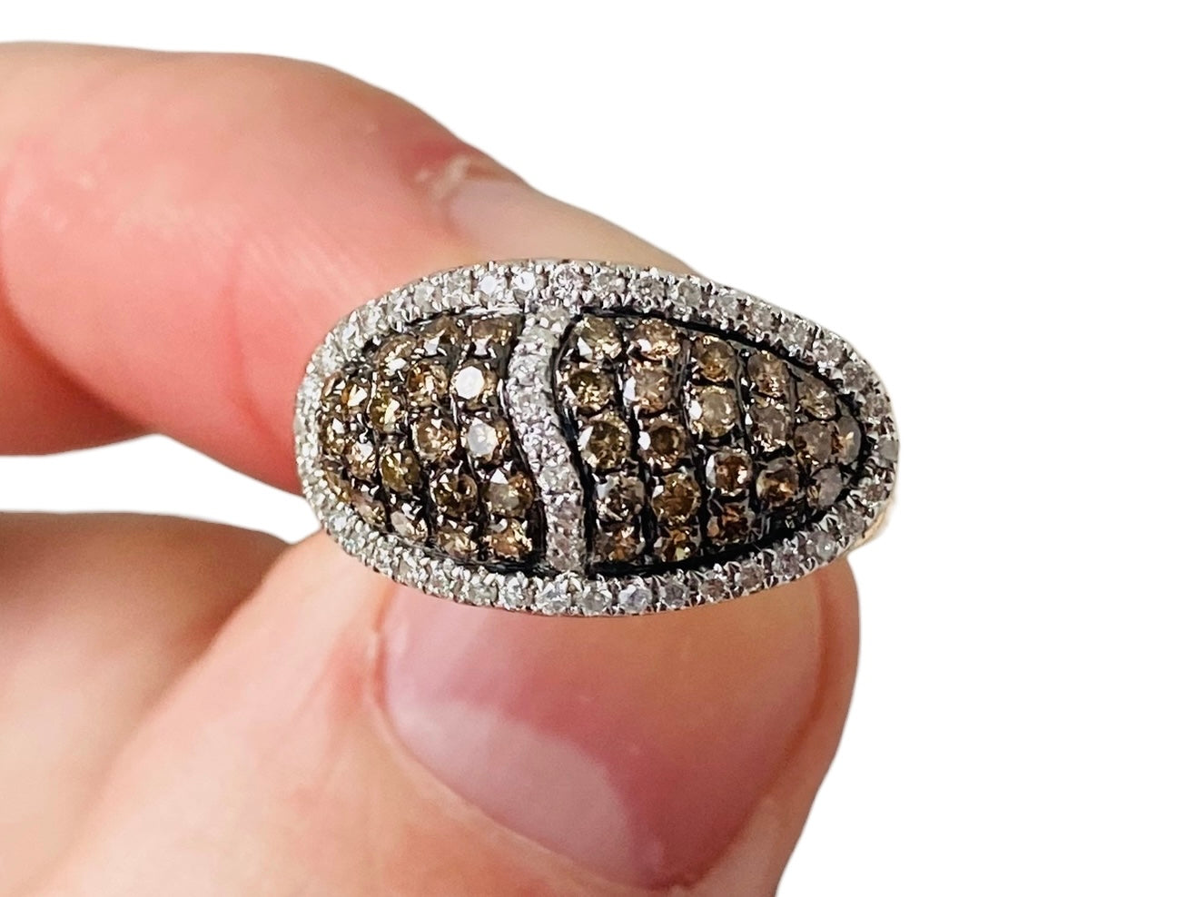 18ct Gold Champagne & White Diamond Ring