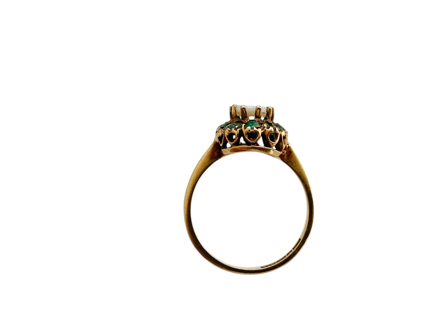 Vintage 9ct Gold Emerald & Opal Ring