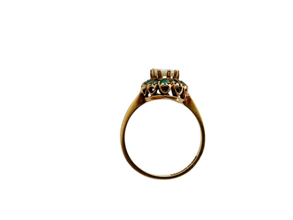 Vintage 9ct Gold Emerald & Opal Ring