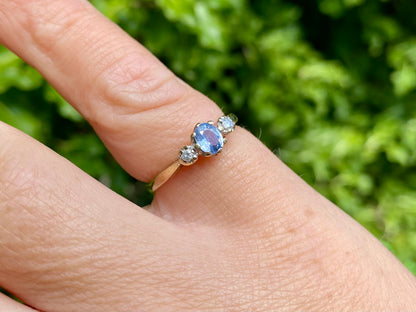 Vintage 9ct Gold Sapphire & Diamond Ring