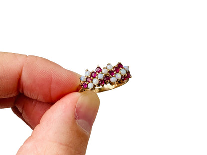 14ct Gold Ruby & Opal Ring