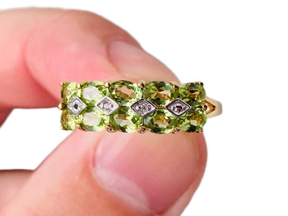 9ct Gold Peridot & Diamond Ring