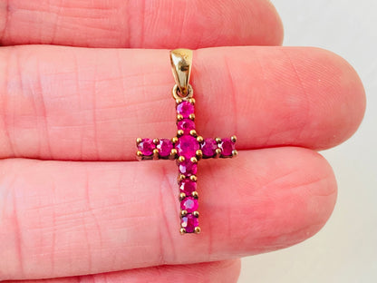 9ct Gold Ruby Cross Pendant