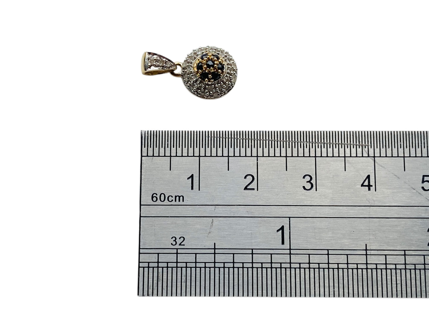 9ct Gold Black & White Diamond Pendant