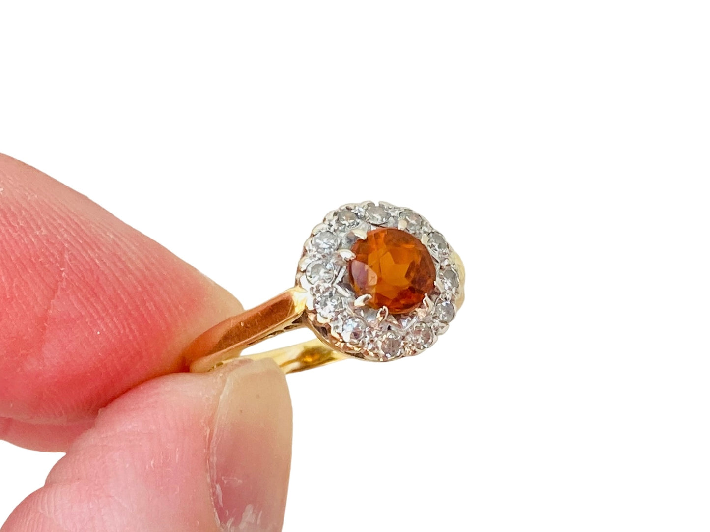 18ct Gold Citrine & Diamond Ring