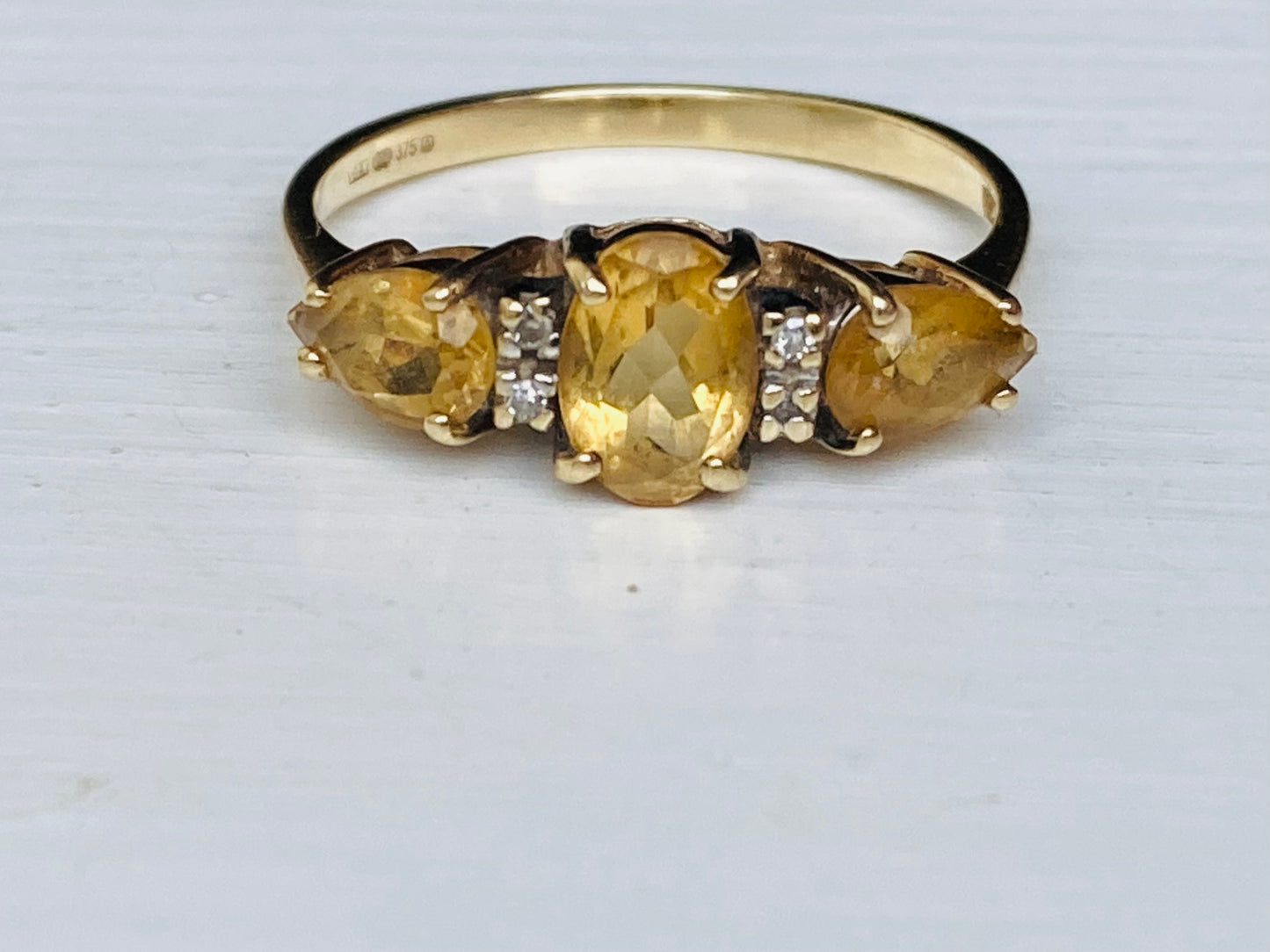 9ct Gold Citrine & Diamond Ring