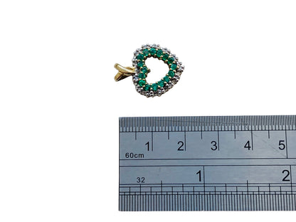9ct Gold Emerald & Diamond Heart Pendant