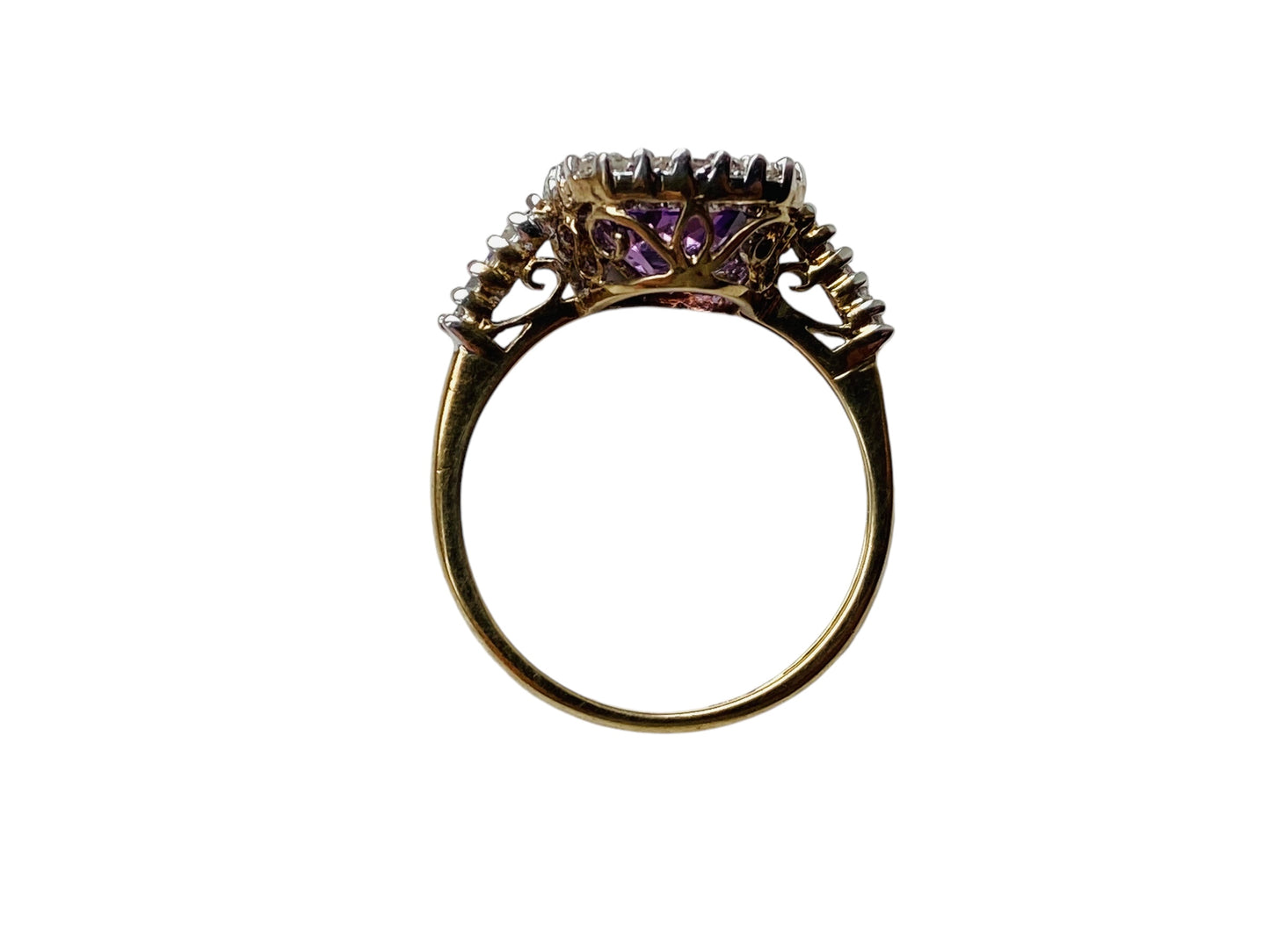 9ct Gold Amethyst & Diamond Ring