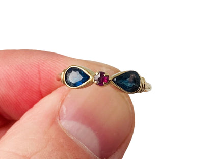 Vintage 9ct Gold Sapphire & Ruby Ring