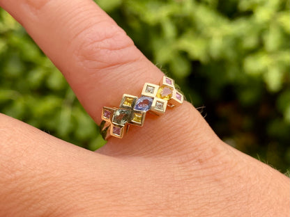 9ct Gold Multi-Coloured Sapphire Ring