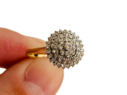 Vintage 9ct Gold Diamond Cluster Ring
