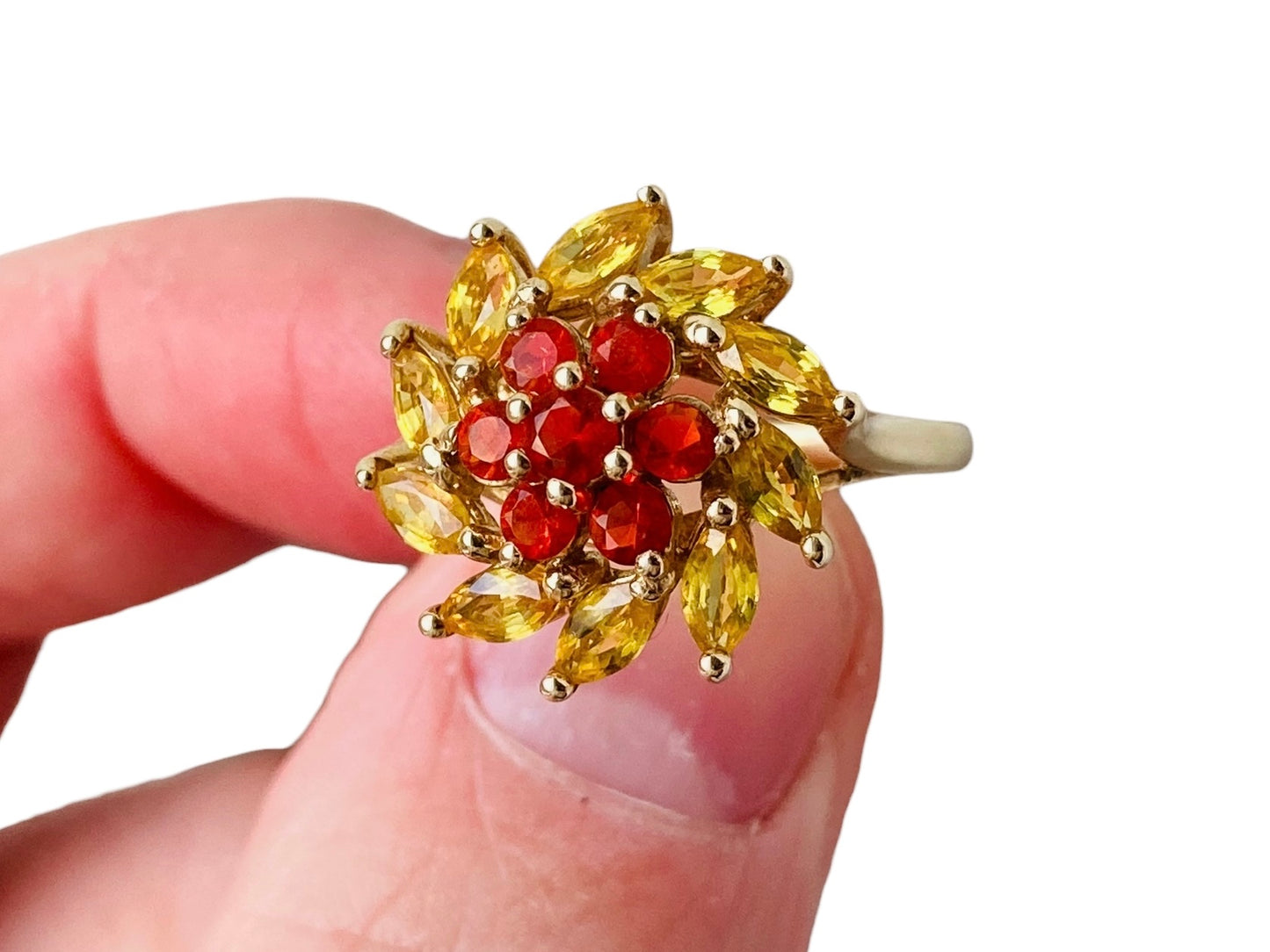 9ct Gold Yellow Sapphire & Fire Opal Ring