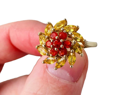 9ct Gold Yellow Sapphire & Fire Opal Ring