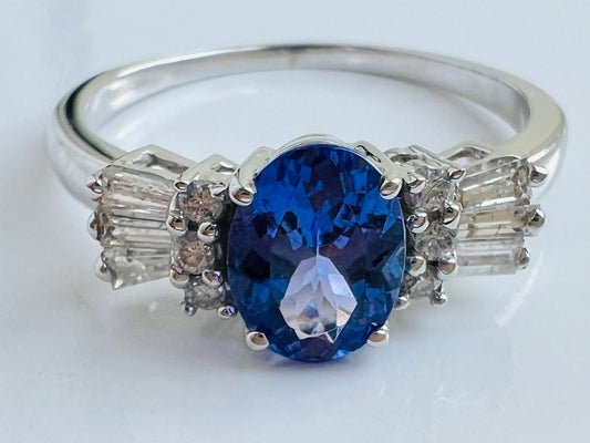 14ct Gold Tanzanite & Diamond Ring