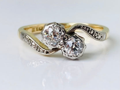 Antique 18ct Gold Toi Et Moi Diamond Ring