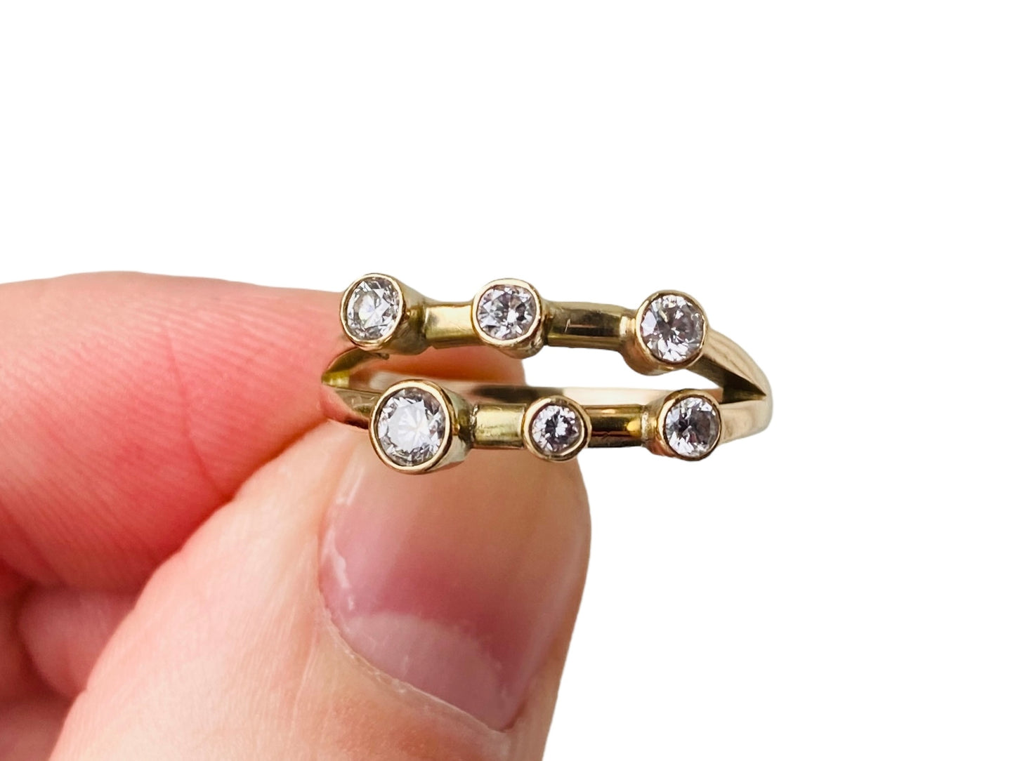 Vintage 9ct Gold Diamond Bubble Ring