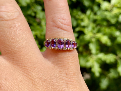 9ct Gold Amethyst & Diamond Ring